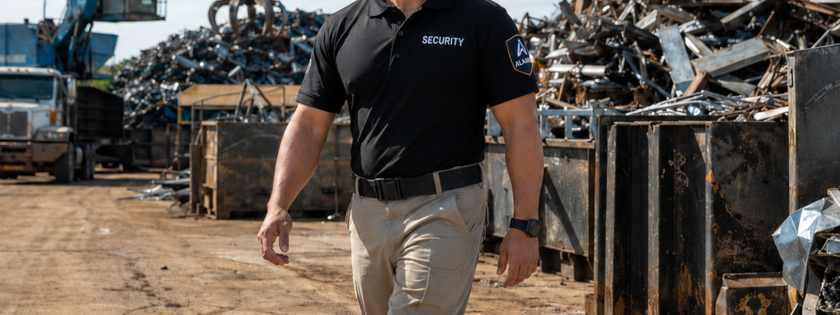 Guard walking in scrapyard May 2026