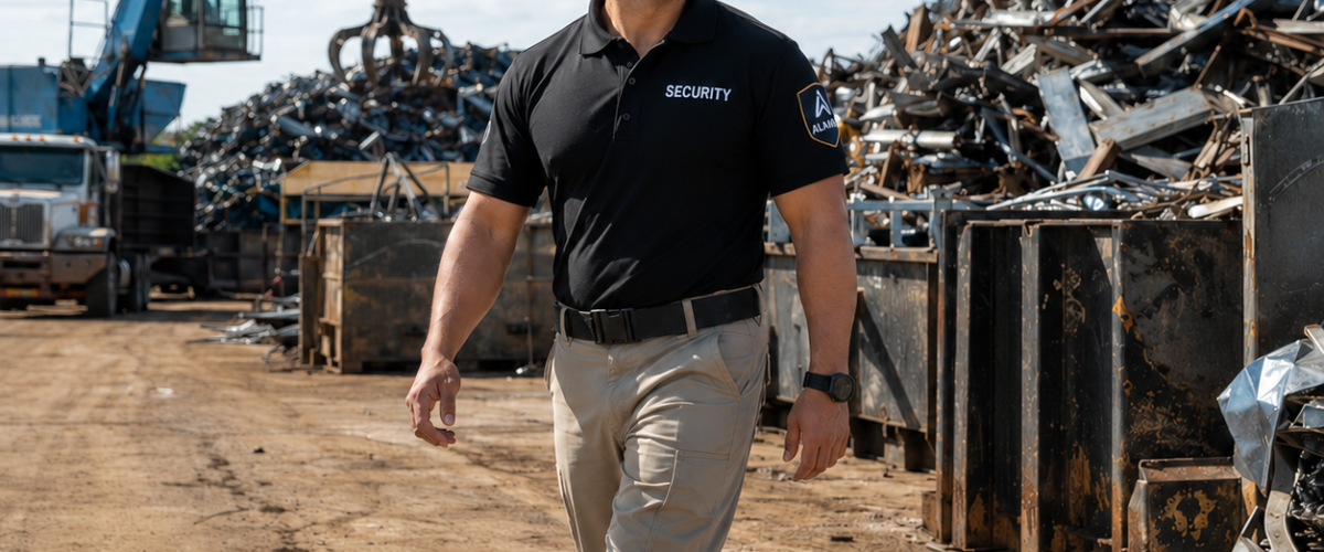 Guard walking in scrapyard May 2026